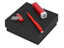 Подарочный набор On-the-go с флешкой, ручкой и зарядным устройством Подарочный набор On-the-go с флешкой, ручкой и зарядным устройством